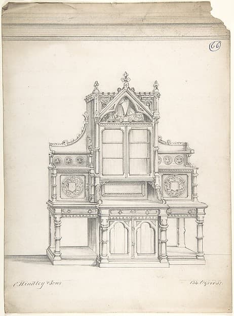 Design for Gothic Sideboard, by Charles Hindley and Sons