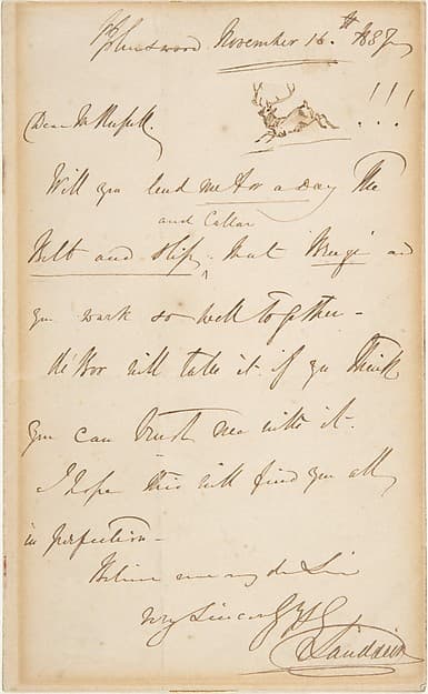 Letter, by Sir Edwin Henry Landseer
