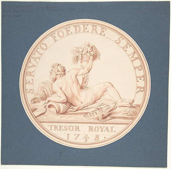 Design for a Token: Trésor Royal 1748, by Edme Bouchardon