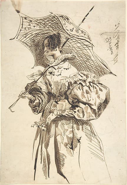 Lady with a Parasol, by Achille-Jacques-Jean-Marie Devéria