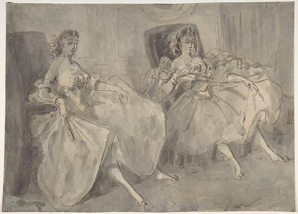 Two Seated Women, by Constantin Guys