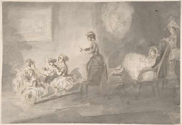 Children Playing Horse and Carriage, by Constantin Guys