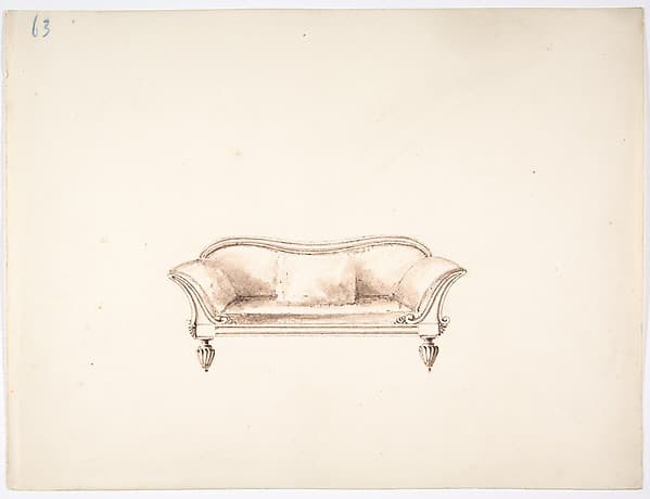 Design for a Sofa with Wing-like Arms, by Anonymous, British, 19th century