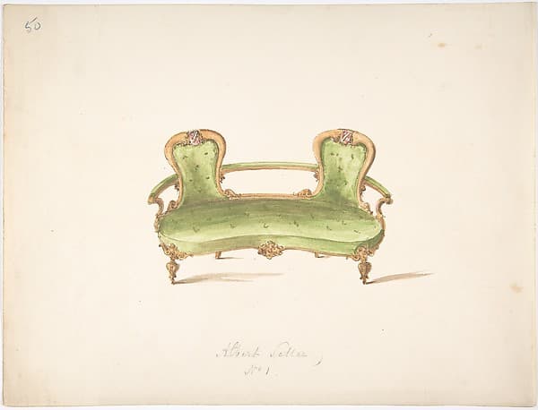 Design for Albert Settee, by Anonymous, British, 19th century