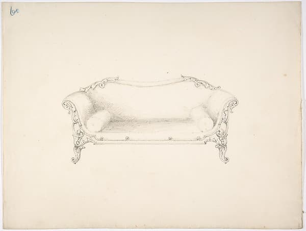 Design for a Sofa with Foliate Ornament, by Anonymous, British, 19th century