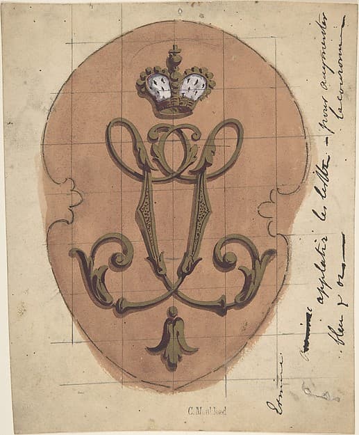 Design for a Monogram Surmounted by a Crown, by Charles Monblond