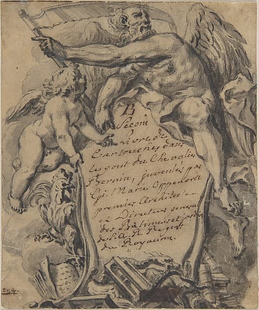 Study for a Cartouche, by Gilles-Marie Oppenord