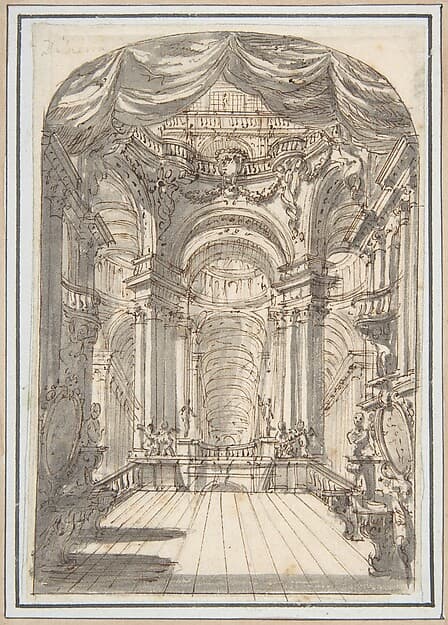 Perspectival Sketch for a Palace Interior, by Giuseppe Galli Bibiena