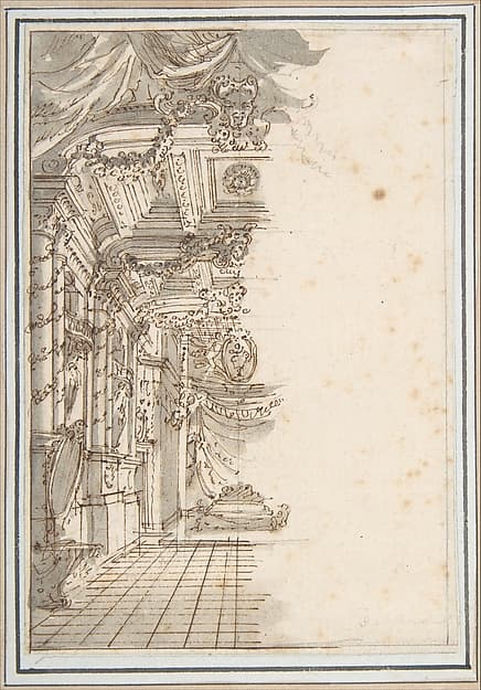 Perspective Sketch for a Palace Interior, by Giuseppe Galli Bibiena