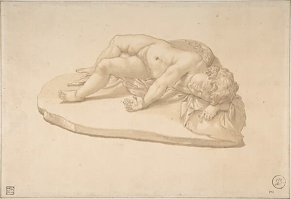 Copy after a Sculpture of the Sleeping Eros Based on an Antique Model (from Cassiano dal Pozzo's 'Paper Museum'), by Giovanni Angelo Canini