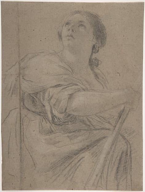 Woman with a Staff Looking Upward, by Simon Vouet