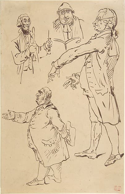 Studies of Four Englishmen, after James Gillray, by Eugène Delacroix