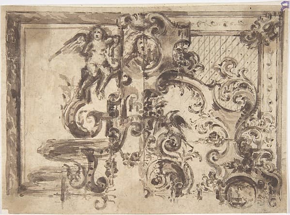 Design for an Overmantel or Door with a Variant, by Anonymous, French, 19th century