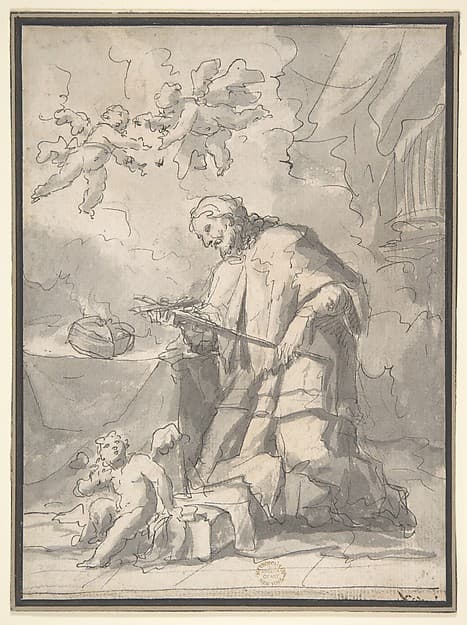 Saint John Nepomucen Venerating a Crucifix, by Gaspare Diziani