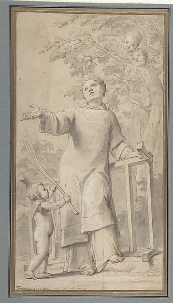 Saint Lawrence Standing and Holding the Grill, Instrument of His Martyrdom, by Marcantonio Franceschini