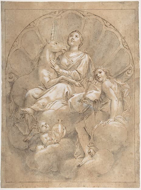 Allegorical Figure of Purity with a Unicorn, by Marcantonio Franceschini