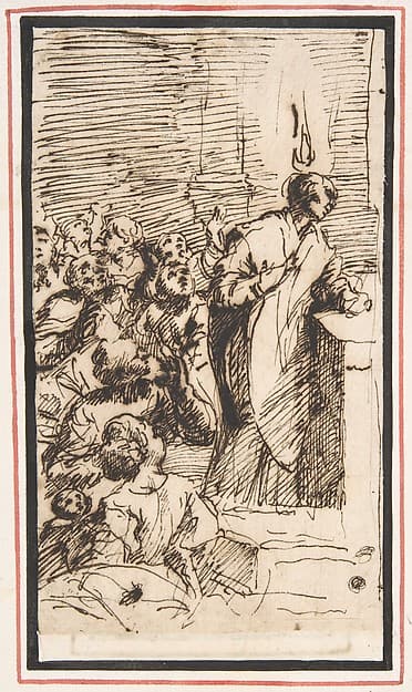 The Miraculous Mass of Saint Martin of Tours with the Apparition of a Ball of Fire above His Head, by Giovanni Lanfranco