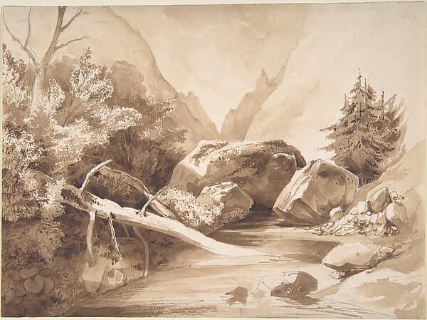 Mountainous Landscape with a Brook, by Franz Kobell