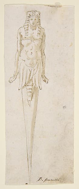 Design for Pointed Utensil with an Egyptian Style Figure on the Handle, by Bernardino Poccetti