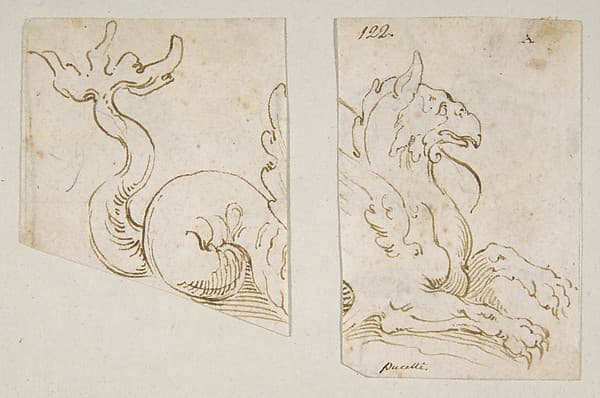 Sea Monster (in two fragments), by Bernardino Poccetti