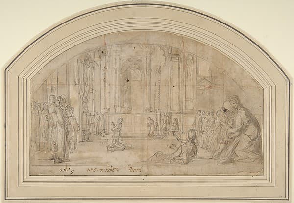 Saint Antoninus Kneeling before the Crucifix in Orsanmichele, Florence, by Bernardino Poccetti