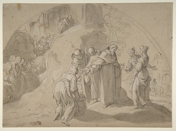 Saint Philip Benizi Converting Two Wicked Women at the City of Todi, by Bernardino Poccetti