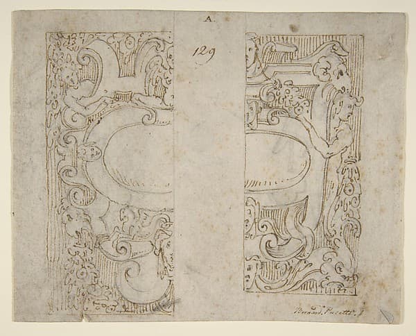 Designs for Cartouche (recto and verso), by Bernardino Poccetti