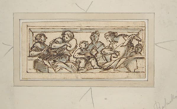 Six Music-Making Figures, by Giovanni Francesco Romanelli