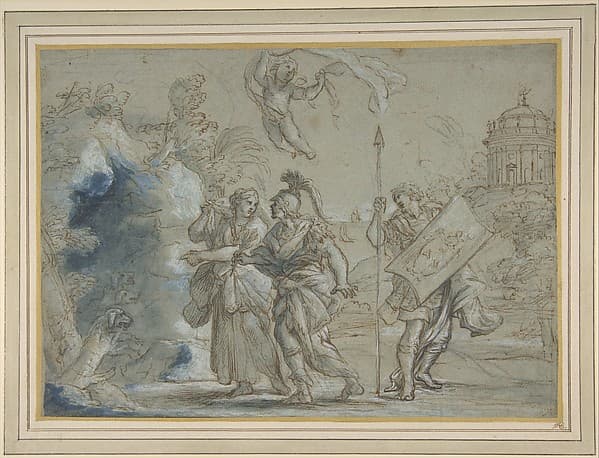 Aeneas and the Cumaean Sibyl Entering the Infernal Regions, by Giovanni Francesco Romanelli