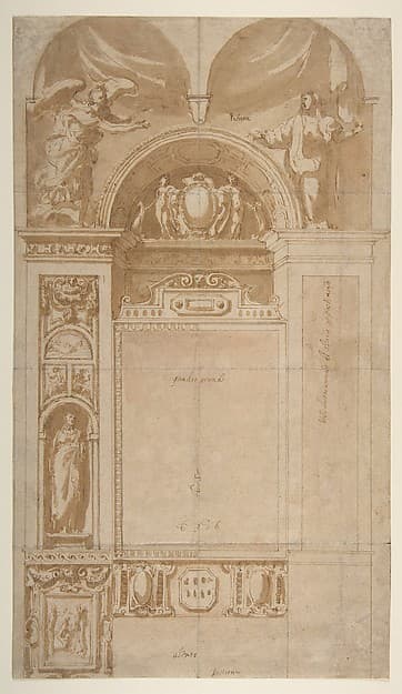 Design for a Reredos or Frame and Setting for an Altar Painting, by Pomarancio (Cristoforo Roncalli)