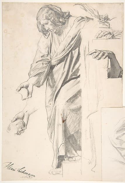 Standing Draped Female Figure, by Henri Lehmann