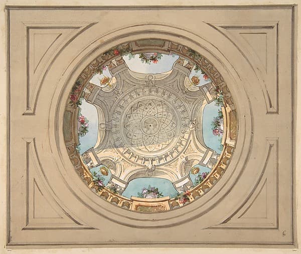 Design for a ceiling with trompe l'oeil balustrade, by Jules-Edmond-Charles Lachaise