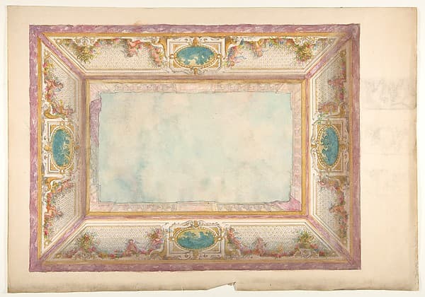 Design for a ceiling with trompe l'oeil balustrade and putti, by Jules-Edmond-Charles Lachaise