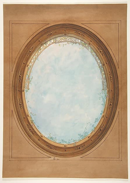 Design for a ceiling with trompe l'oeil balustrade and sky, by Jules-Edmond-Charles Lachaise