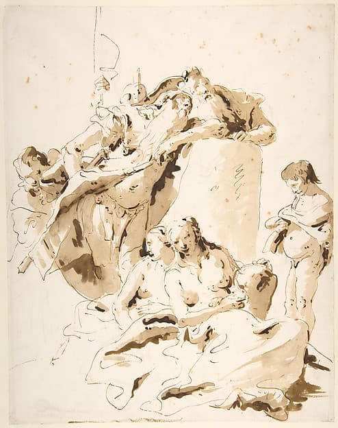 Scherzo di Fantasia: Standing Warrior and King with Five Attendants, by Giovanni Battista Tiepolo