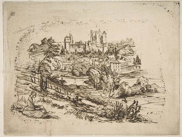 Ruines du Château de Pierrefonds (Ruins of the Château de Pierrefonds), by Charles Meryon