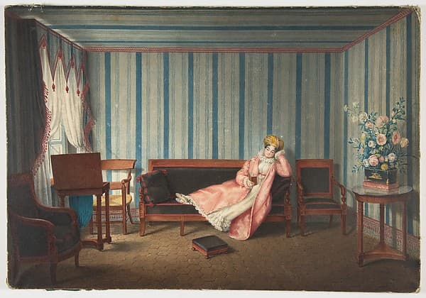 Woman in Pink Reclining on a Canape, by Theodore Lebrun
