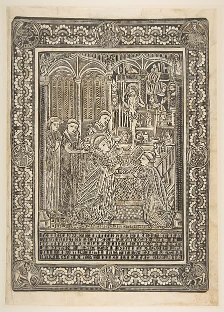 The Mass of Saint Gregory, by Master of the Church Fathers' Border