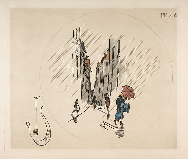 Decoration for a Plate: Rain, by Félix Bracquemond