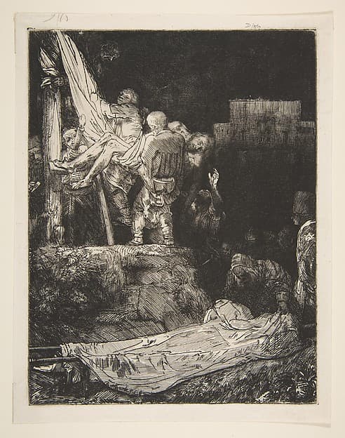 Descent from the Cross by Torchlight, by Rembrandt (Rembrandt van Rijn)