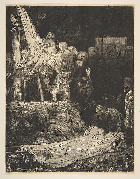 Descent from the Cross by Torchlight, by Rembrandt (Rembrandt van Rijn)