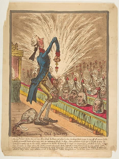 Uncorking Old Sherry, by James Gillray
