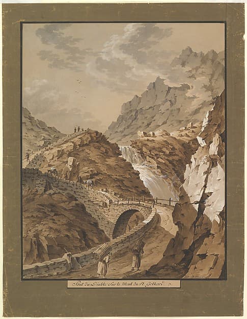 Devil's Bridge toward the Gothard Mountain in Switzerland, by Franz Xaver Triner