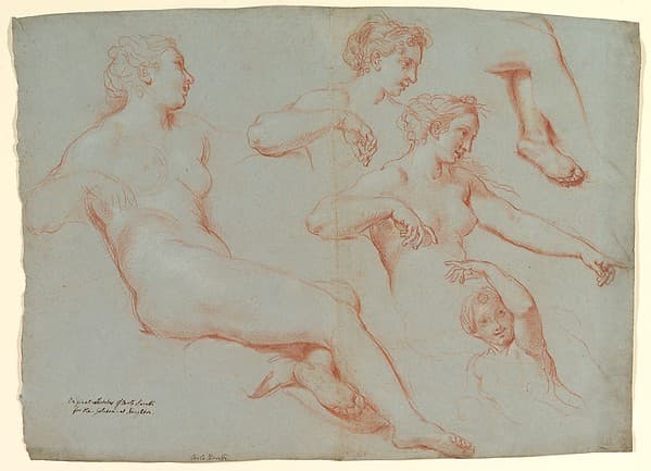 Four Studies of Recumbent Female Nudes (Galatea), by Carlo Maratti