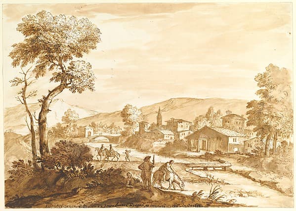 Landscape with a Town by a River, by Anton Maria Zanetti the Elder