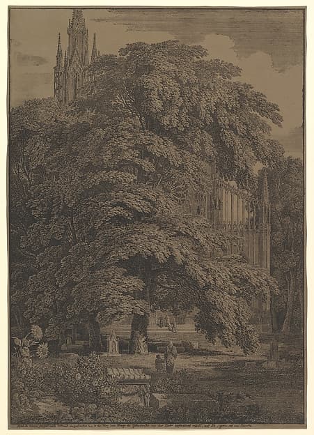 Gothic Church Hidden by a Tree, by Karl Friedrich Schinkel