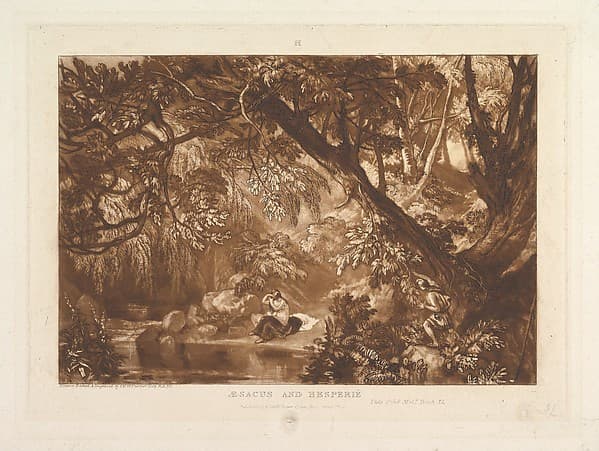 Aesacus and Hesperie, Vide Ovid Metamorphosis, Book XI, part XIII, plate 66 from "Liber Studiorum", by Joseph Mallord William Turner