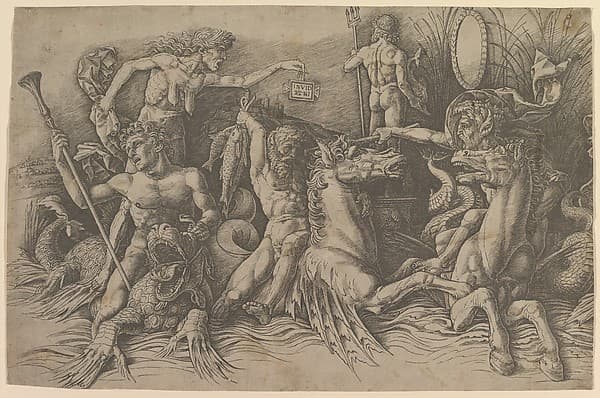 The Battle of the Sea Gods (left portion of frieze), by Andrea Mantegna