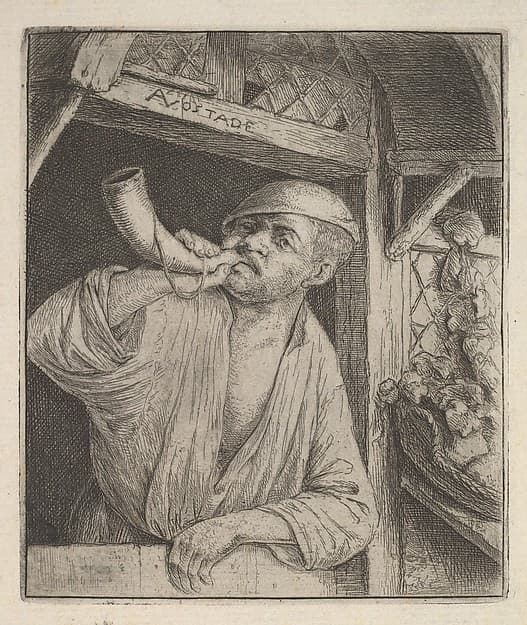 Baker Blowing Horn, by Adriaen van Ostade