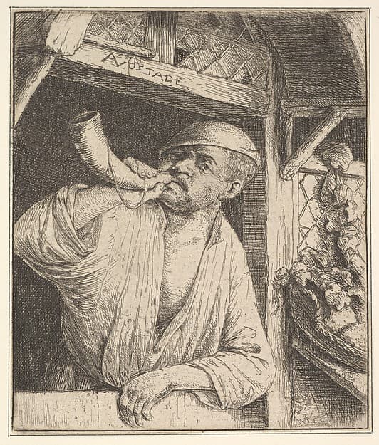 Baker Blowing Horn, by Adriaen van Ostade